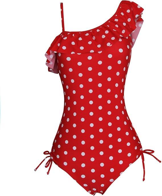 Girls Lemon Double Ruffle One Shoulder Adjustable Swimwear Fashionable One Piece Bathing Suit(5y-16y) (14, Ss12 Pink Hydr)