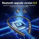 Bluetooth 5.3 Neckband Bluetooth Headphone, Sweat Resistant Noise Cancelling Stereo Headphones, and Retractable Ear Tips for Music, Conference, Videos Bright Black