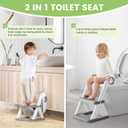 COOSEYA Frog Toilet Seat, Potty Training Toilet Seat for Toddler, Upgrade Potty Training 2 in 1 Toddler Toilet Seat for Boys Girls,Waterproof Soft Mat Non-slip Step Stool