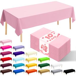 2 x 10 Pack Premium Disposable Plastic Tablecloth 54" X 108" Rectangle Table Cover for Birthdays Weddings Christmas Anniversary Buffet Table (Pink)