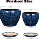 Hollyone 9+7 Inch Ceramic Planter Set of 2 Blue Ceramic Plant Pot for Plants Flowers with Drainage Hole and Saucers Ceramic Glaze Round Plant Pot Indoor Outdoor Large Succulent Orchid Flower Pot