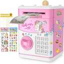 JUNEU Unicorn Piggy Bank for Kids, Gifts for 5 6 7 8 9 10 Year Old Girls, Kids Electronic Piggy Bank, Girls Birthday Gifts, Educational Toys for Girl Boys, Kids Money Saving Box, Mini ATM Coin Bank