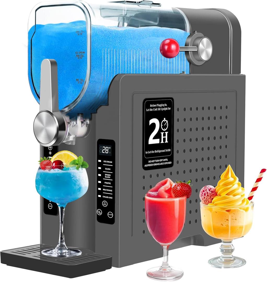 Slushie Machine No Ice Needed 88oz Slushy Frozen Drink &Soft Ice Cream Maker for Home, 6 Preset Programs, Self-Clean, Time Temp Display for Margaritas/Frapps/Milkshakes/Smoothies/Ice Cream