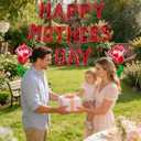 4 x Red Happy Mothers Day Balloons 16 Inch Mothers Day Balloons Red Rose Balloons for Mother's Days Party Decorations