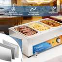 Treshin 3 Pan Commercial Food Warmer 21 Qt Capacity 1200W Stainless Steel Electrical Bain Marie Buffet Food Warmer Steam Table with Temperature Control & Lid for Home, Party, Catering, Restaurants