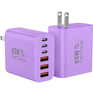 USB C Fast Charger Block, iPhone Charger Fast Charging Blocks 65W Multi Port Charger 6-Ports PD & QC Charging Cube Brick Power Adapter Type C Wall Chargers for iPhone 17/16/15/14/13/12 Pro Max, iPad