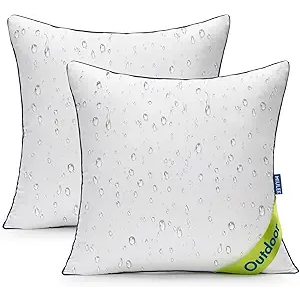 MIULEE 18x18 Outdoor Pillows, Pack of 2 Water Resistant Waterproof Pillow Inserts Decorative Stuffer for Sofa Couch Patio and Garden