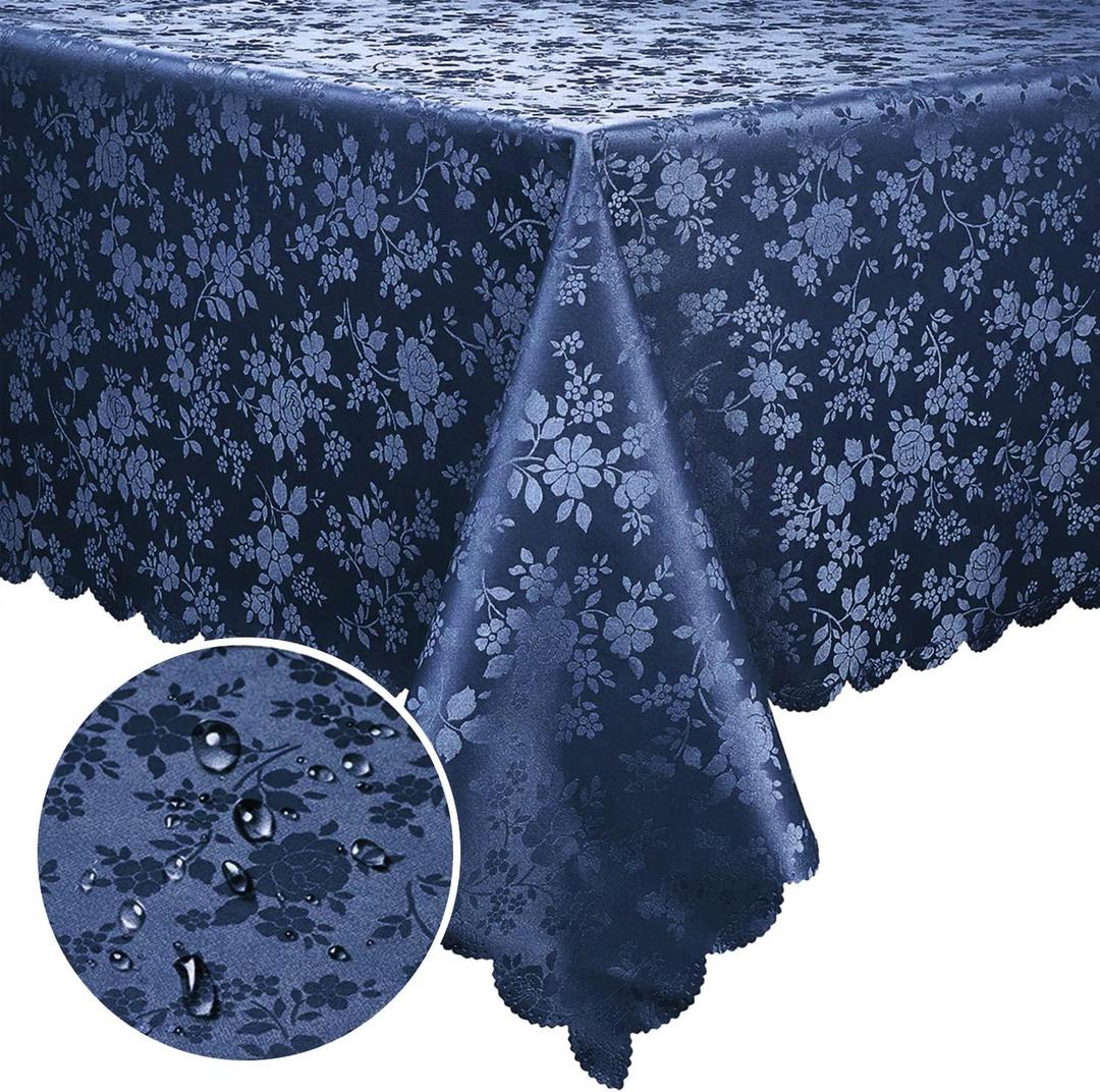 Smiry Rectangle Table Cloth, Waterproof Heavy Duty Vinyl Tablecloths, Wipeable Washable Table Cover for Kitchen and Dining Room (Navy Blue, 60" X 84") (60x84 Inch)