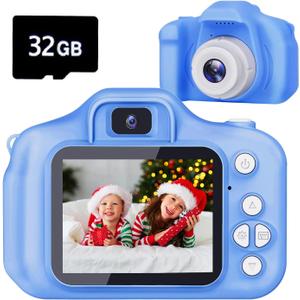 Kids Camera Toys Gifts Christmas Birthday Festival for Boys Age 3 4 5 6 7 8 9 10 Year Old Boy Toys HD Digital Video Toddler Camera with 32GB SD Card(Blue)