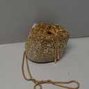 DJBM Ladies Full Diamonds Bucket Handbag Rhinestone Evening Bag Bling Clutch Purse for Women Party Prom Cocktail Wedding
