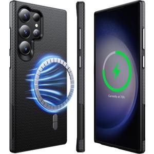 Strong Magnetic for Samsung Galaxy S23 Ultra Case Compatible with MagSafe[2025 Upgraded][Dual Layer Heavy Duty][Military Shockproof]Rugged Case for Samsung Galaxy S23 Ultra Phone Case Slim,Black