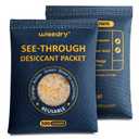 wisedry 2 x 500 Gram See-Through Silica Gel Desiccant Packets, Large Capacity Moisture Absorbers Bags, Color-Indicating Desiccant Packs for Storage, Reusable Gun Safe Dehumidifier