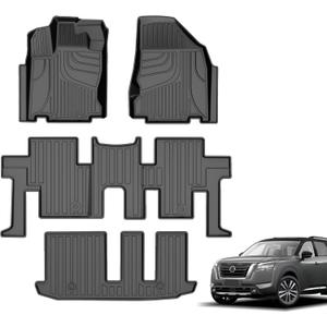 Floor Mats Custom for 2013-2020 Nissan Pathfinder/2014-2021 Infiniti QX60/2013 Infiniti JX35 All Weather TPE Heavy Duty Car Floor Mat Pathfinder Accessories Full Floor Liners Set (6) Pathfinder 2013-2020 Floor Mats)