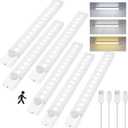 Under Cabinet Lighting 8 Inches Rechargeable Motion Sensor Light Indoor, 3 Color Dimmable Closet Light Battery Operated, USB Stick on LED Magnetic Under Counter Lights for Kitchen Stair, 6 Packs