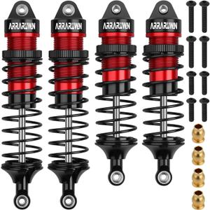 4PCS 1/10 RC Car Shocks Front & Rear Shock Absorber Damper Assembled Set Compatible with 1:10 Scale Traxxas Slash/Rustler/Stampede/Hoss VXL 4x4 2WD Replacement Parts#5862 (Black Red)