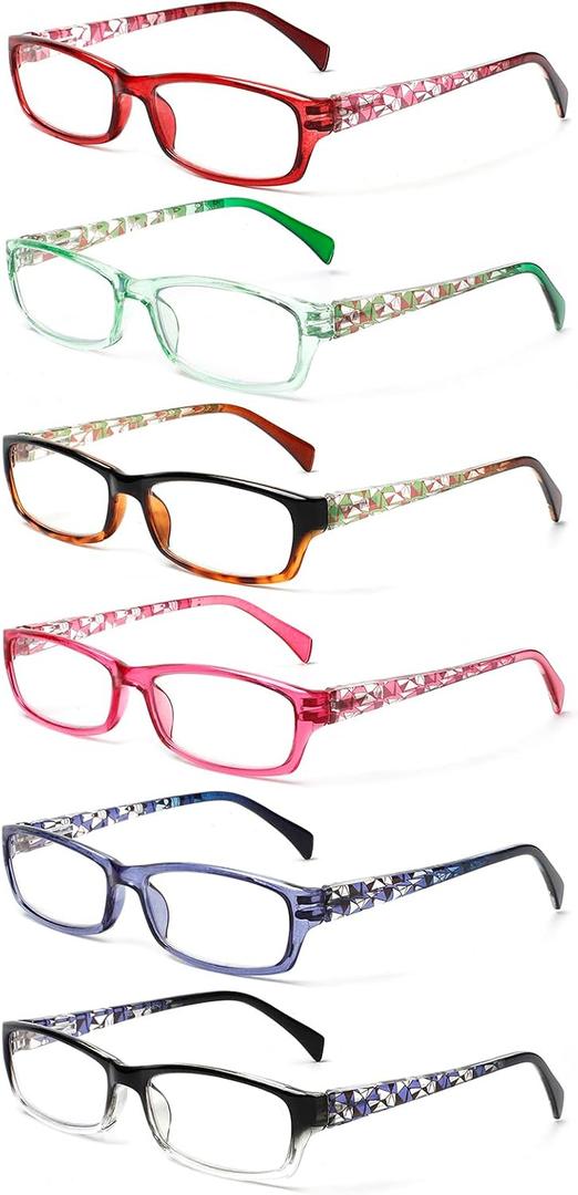 Kerecsen Computer Reading Glasses for Women Blue Light Blocking Glasses for Reading Fashion Pattern Print Eyeglasses for Womens(Mix Color -7, 2.50)