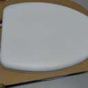 Mayfair Padded Toilet Seat, Cushioned Soft Vinyl over Wood Core Seat, Secure Hinges, Easy Clean, Made in USA, Elongated, White