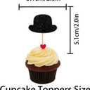 2 x Male Suit Cupcake Topper for Father's Day Theme Party Favors Decorations Men Boys Happy Birthday Party Decor Supplies set 18pcs Black Glitter
