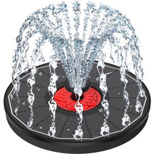 Solar Fountain with Red Flower - Attract Birds - Upgrade 3.5W Solar Bird Bath Fountains, Solar Powered Water Feature Fountain Pump with 7 Nozzles for Hummingbirds, Garden, Pool, and Pond (Black)