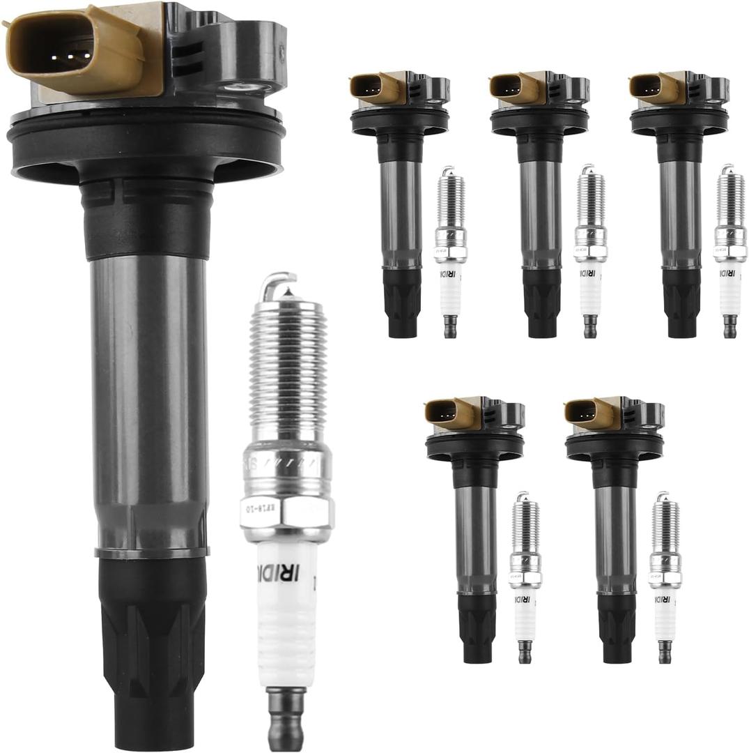 Ignition Coil Packs and Iridium Spark Plugs Kit Fit for Ford 2011-2016 F-150 13-19 Explorer 15-24 Transit 250 Taurus Transit 350 Flex Expedition Navigator V6 3.5L, Replaces UF646 6509 6 Sets