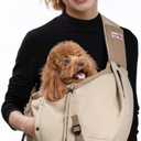 Dog Carrier Sling,Dog Carriers for Small Dogs & Cats Up to 20lbs,Puppy Carrying Backpack Pet Purse with Pockets,Adjustable Shoulder Strap,Hands Free for Travel (Beige)