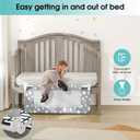 NUTIKAS Crib Rail Guard for Toddlers - 35.4" Toddler Bed Rails Convertible Safety Side Protector Swing Down Mesh Breathable Bed Barriers with Reinforced Anchor Safety