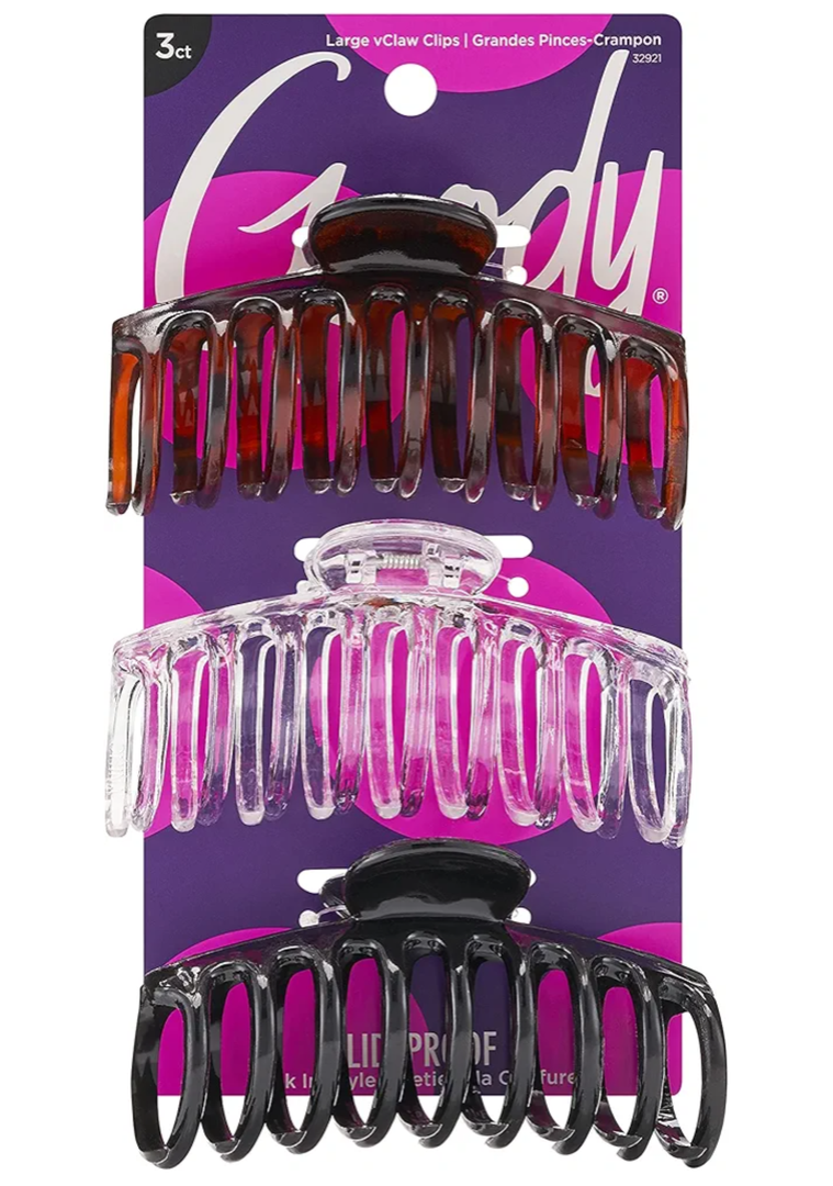 Goody Classics Large Sprial Claw Clips , Assorted Colors  Great for Easily Pulling Up Your Hair  PainFree Hair Accessories for Women, Men, Boys, and Girls, 3 Count (Pack of 1)