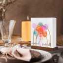 Qiannhee Gold Napkin Holder for Table, Modern Metal Wire Arch Design,Standing Napkin Dispenser,Walnut Brown Wood Base with Non - Slip Pads, Ideal for Kitchen, Dining, Wedding, Party Decorative Use