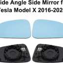 2Pcs Side Mirrors for Tesla Model X 2016-2025 Wide Angle Anti Glare Heat Defogging Blue Lens with Backing Plate