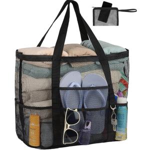 Mesh Beach Bag Vacation Essentials - Large Tote Pool Bag for Women Vacation Essentials Beach Accessories