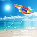 Beach Kites for Adults Large with Long Tail, 98 inches Super Easy Flyer 3D Rainbow Box Kites, Comes with Two 49 Feet Multi Colors Tails, 300 ft Kite String & Handle Multi-Color Radar Kite