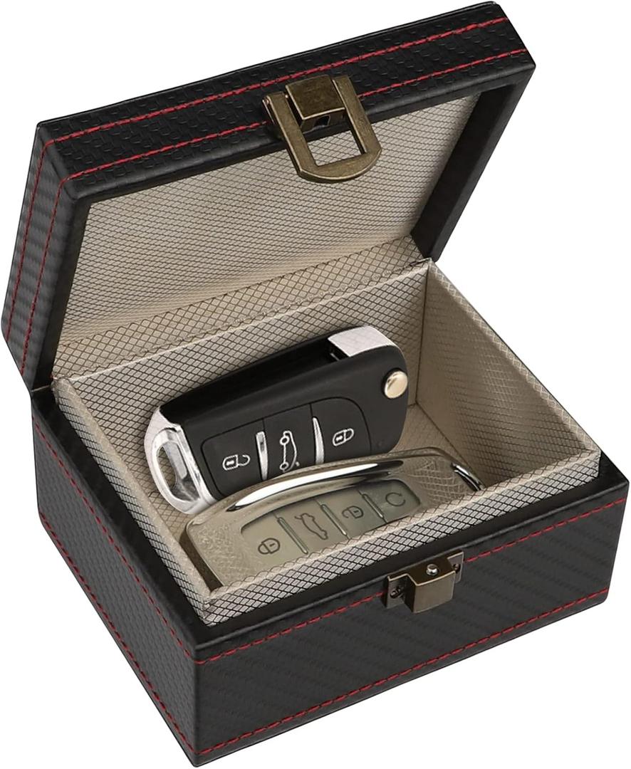Faraday Box, [Carbon Fiber Texture] RFID Box for Car Keys, Key Fob Protector, Signal Blocker for Keyless Fob, Car Key Signal Blocker Cage, Signal Blocking Box for Car Keys Phones (Small, Capacity(4-6 Keys))