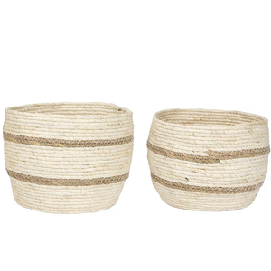 Creative Co-Op Beige & Brown Maize Baskets (Set of 2 Sizes) Wicker Non-Food Storage