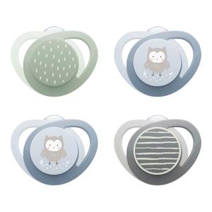 NUK Glow-in-The-Dark Orthodontic Pacifier with Heart-Shaped Shield, BPA-Free, fits 0-6 Months, 4-Pack (Owl)