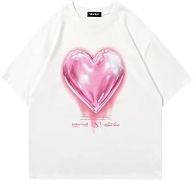 Vamtac Love Balloon Graphic Tees Men Y2k Oversized Cute Tshirts Summer Heart Short Sleeve Cotton Tops, L