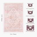 9x12 Washable Vintage Area Rug Pink - Distressed Non-Slip Rugs Soft Large Retro Carpets for Living Room Girls Bedroom Office Home Decor, Pink