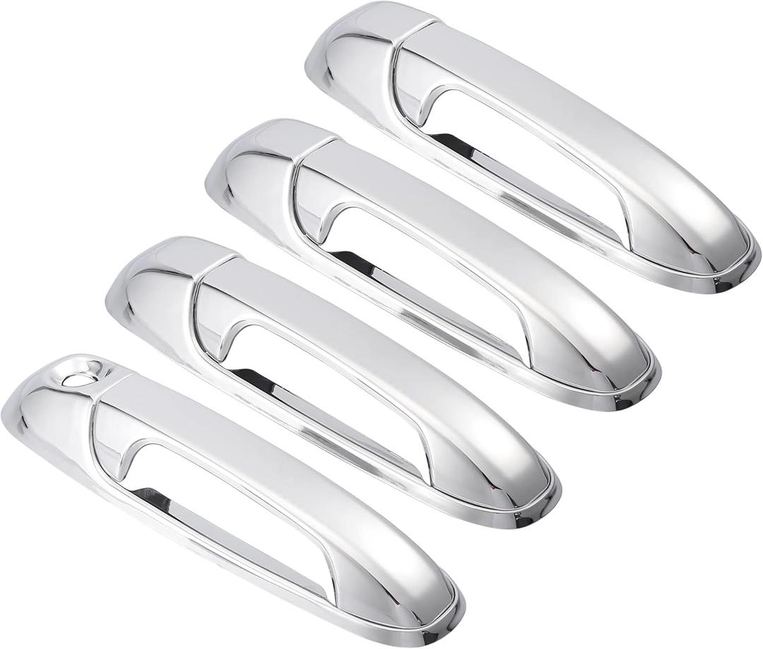 X AUTOHAUX 4pcs Chrome Plated ABS Exterior Side Door Handle Cover Trim for Dodge for Ram 1500 2500 3500 2002-2008 Silver Tone Outer Door Handle Cover Decoration