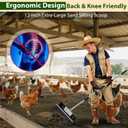 2 in 1 Chicken Poop Scooper & Rake, 12" Chicken Coop Scooper With Ergonomic Grip, Durable Chicken Scooper for Poop With 4 Length Adjustable Stainless Steel Handle(24 to 67") Litter Sifting Shovel