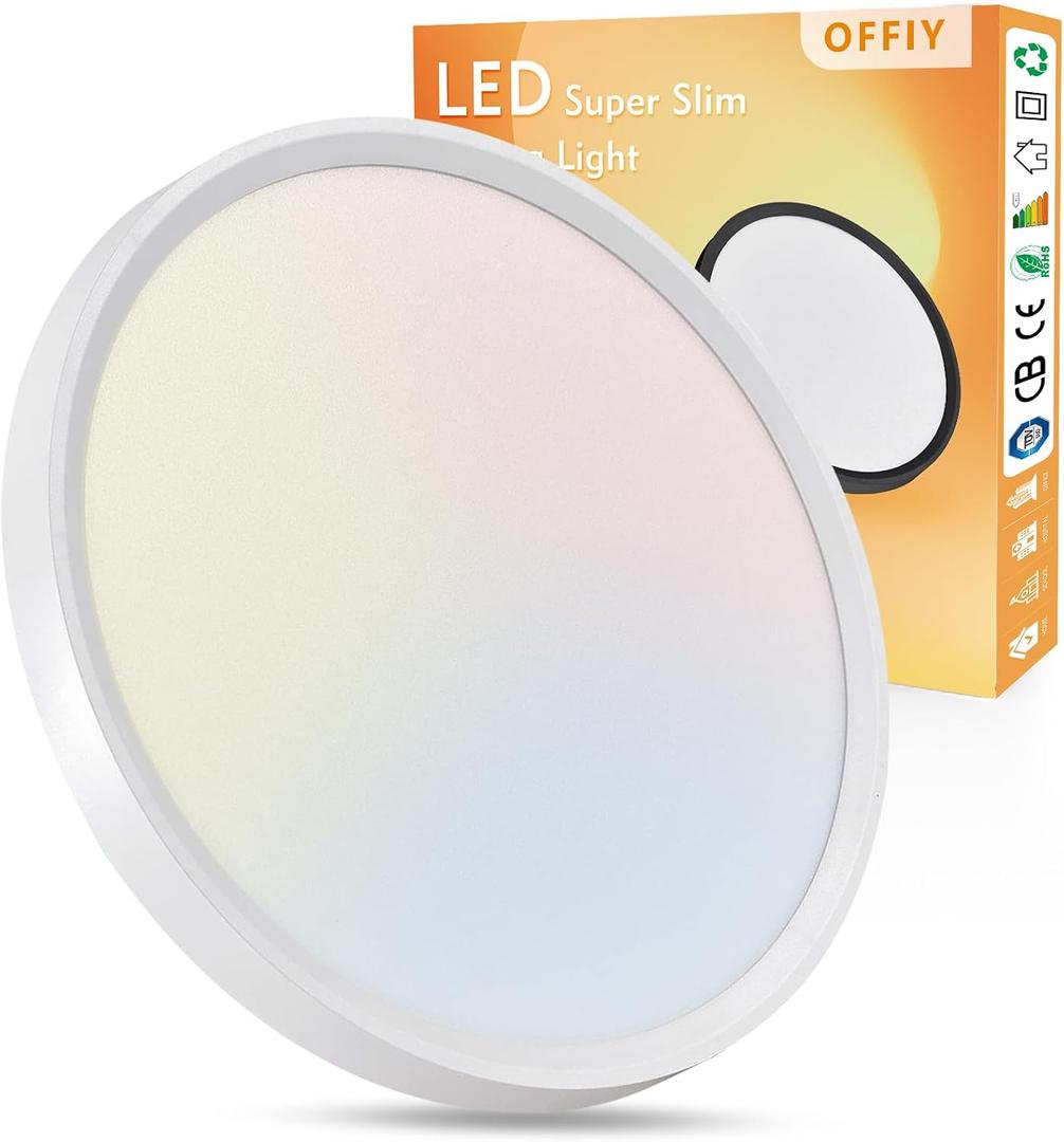 20 Inch LED Flush Mount Ceiling Light, 40W, 4350LM, 3000K/4000K/6000K CCT Selectable Super Slim Round Flat Panel Light for Living Room, Bedroom, Kitchen, 20"-1PK
