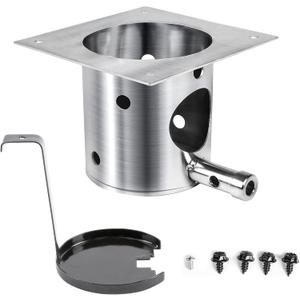 304 Stainless Steel Fire Burn Pot Replacement Parts for Traeger, Pit Boss Pellet Grills, Pellet Grill Replacement Parts for Traeger Pro 22/34, Camp Chef, Z Grills, Fire Pot with Ash Remover & Screws