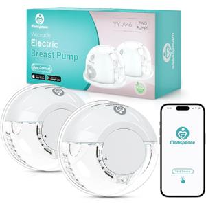 Breast Pump Hands Free, Momspeace Breast Pump with APP, Double Wearable Breastfeeding Pumps, Hands Free Breast Pump with 2 Mode & 12 Levels, Portable Electric Breast Pump Wireless -24mm, 2 Pack