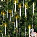 gisgfim 12 Pack Christmas Tree Candles with Remote & Hooks LED Flickering Flameless Candles with Timer Hanging Crystals Ornaments for Home Party Gifts Wedding Chandelier Decors-Acrylic Icicles Hook