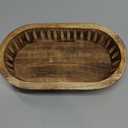 Kaizen Casa Decorative Bowl Mango Wood for Home Decor, Unique Centerpiece Bowl, with Hand Carved Vertical Stripes for Home Decor, Bathroom, Kitchen Counter, & More (10" x 6" x 2")