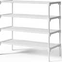 Kitsure Shoe Rack - Non-Woven Shoe Rack Shelf, Shoe Organizer for Closet, Entryway, Garage & Corridor, Stackable Shoe Shelves, 27.5" Wide - 4 Tier, White