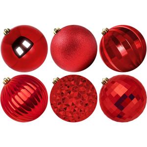 Extra Large Size Outdoor Christmas Ornaments, Oversized Huge Big Shatterproof Xmas Christmas Plastic Balls for Outside Lawn Yard Tree Hanging Decorations (6"/150mm, Red, 6 Packs)