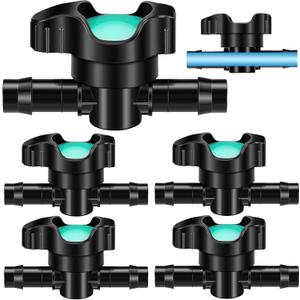 Geelin 5 Pcs 1/2 Inch Barbed Ball Valve 13 mm Inline Shut Off Ball Valve for 1/2 Inch Drip Irrigation Tubing Drip System Parts for Irrigation and Aquariums