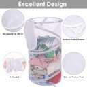 BATTOO Collapsible Laundry Basket with Lid Foldable Mesh Pop Up Hamper with Handles for Laundry Room, Bathroom, Kids Room, College Dorm, Travel, Storage Organizer White