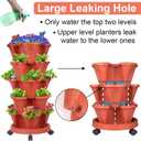 DUNCHATY Stackable Planter, Vertical Strawberry Planter with Garen Tool Set, Self Watering Garden Planter Indoor/Outdoor 5 Tier Herb Planter Pots for Growing Vegetables and Succulents, Clay Red