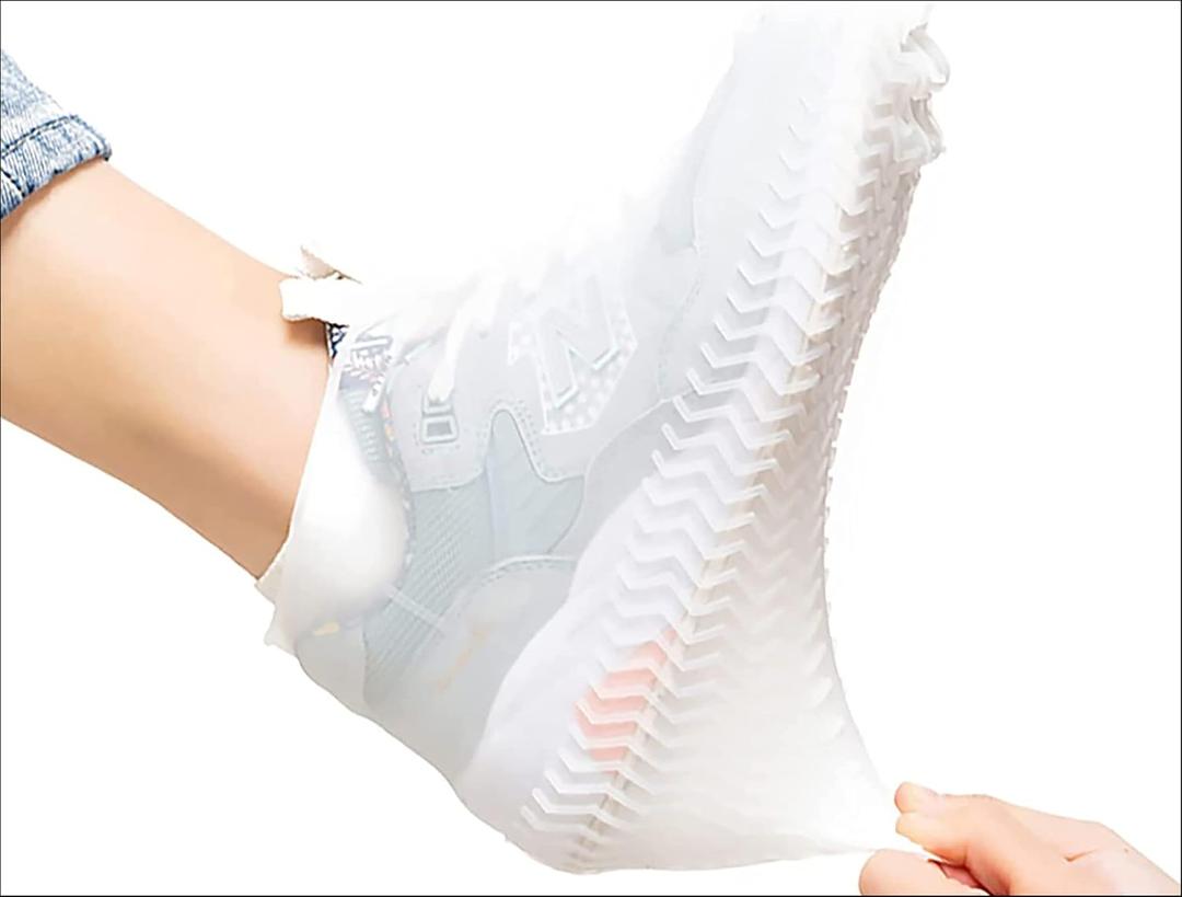 2 PCS Reusable Shoes Cover for Rain, Silicone Shoes Covers for Men Women, Non-Slip Outdoor Waterproof Shoe Protectors Clear Large