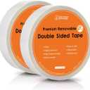 i frmmy Removable Clear Double Sided Sticky Tape- No Residue, Perfect for Gift Wrap, Woodworking- 1 inches x 20 Yards (2 Rolls)